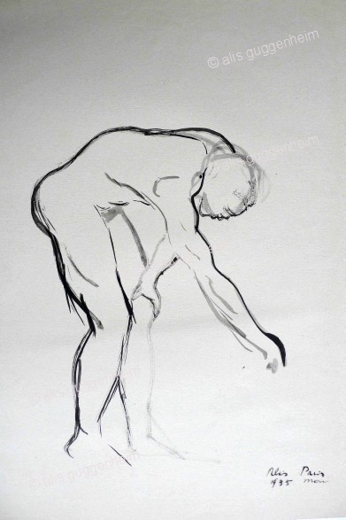 Männlicher Akt gebückt