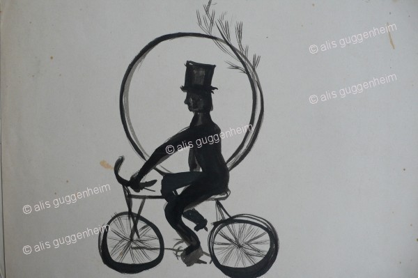 Kaminfeger auf Fahrrad