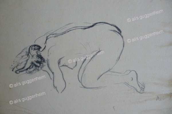 weiblicher Akt kniend und vornübergebeugt