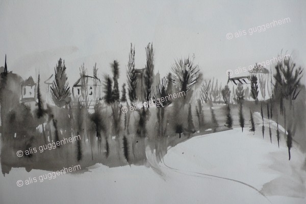 Landschaft mit Häusern (Muzzano?)