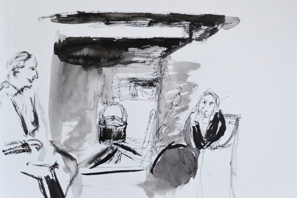 Mann und Frau am Kamin