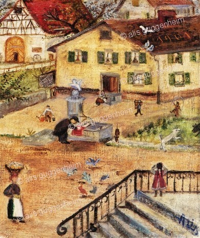 Ein alter Jude wäscht sein Nastuch am Dorfbrunnen in Lengnau