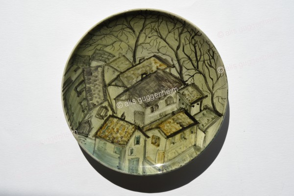 Teller mit Dorf im Tessin