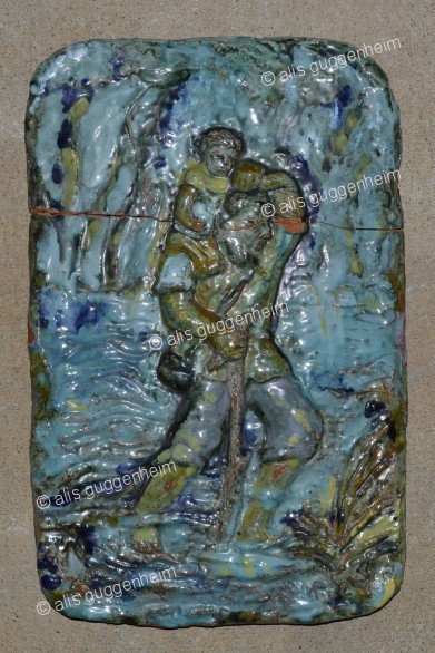 Christopherus mit Jesus und Katze