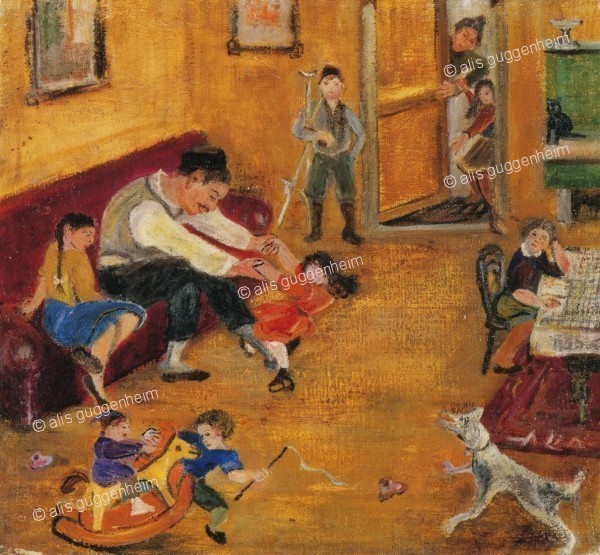 Der Vater spielt mit seinen Kindern