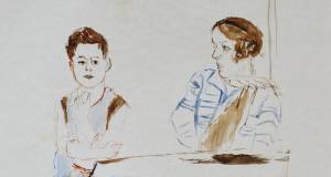 Mutter und Sohn am Tisch
