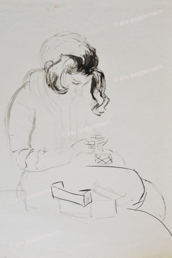 Frau sitzend