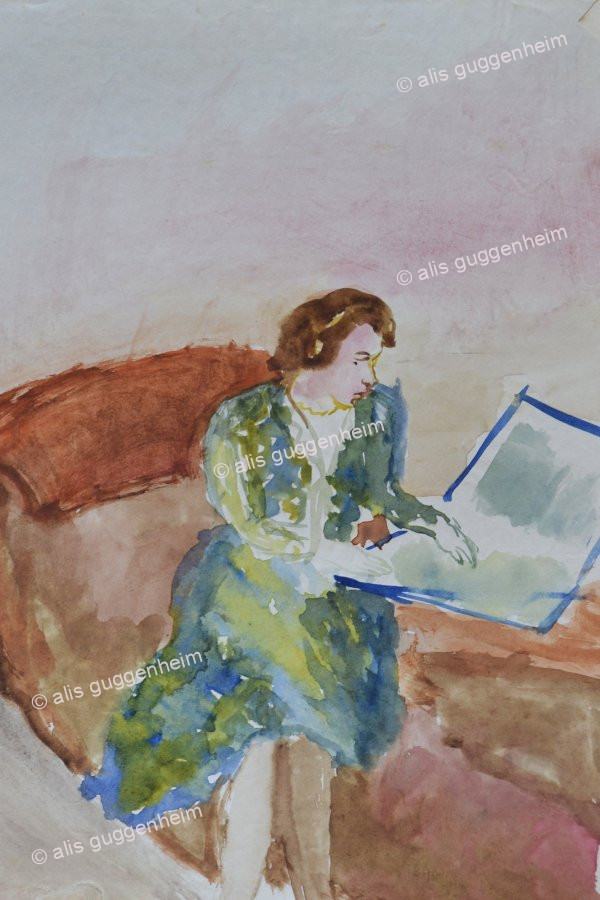 Frau sitzend auf Sofa