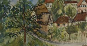 Dorf mit Baum