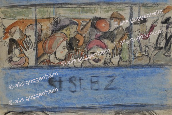 Passagiere in Strassenbahn