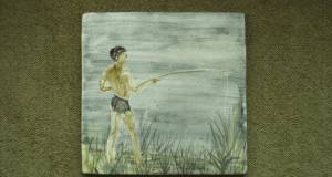 Fischerjunge in Badehose